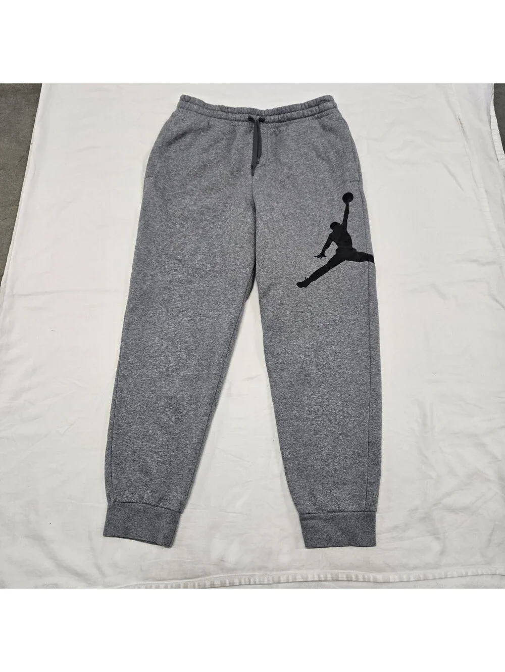 EUC Men's MEDIUM Air Jordan Jumpman Logo Sweatpants Grey Fleece Joggers Pockets